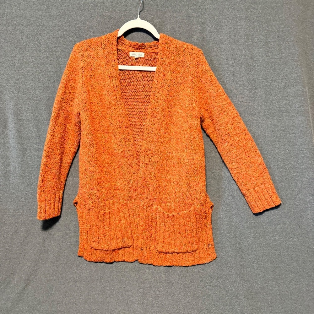 Margeaux‎ & Ellie Open Cardigan Sweater Women's Medium Orange Flecked